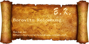 Borovits Kolombusz névjegykártya